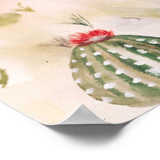 Boho Wüste Cactus Arizona Hochzeitsempfang Poster (Ecke)