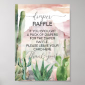 Boho Wüste Cactus Baby Duwer Winkler Raffle Sign Poster (Vorne)