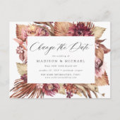Boho Wüste Floral ändern Datum Ankündigungspostkarte (Vorderseite)