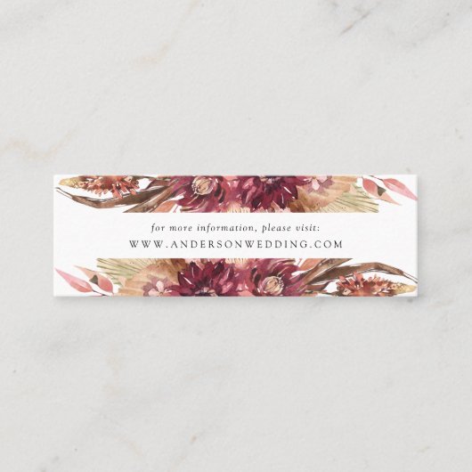 Boho Wüste Floral Wedding Website Cards Mini Visitenkarte (Vorderseite)