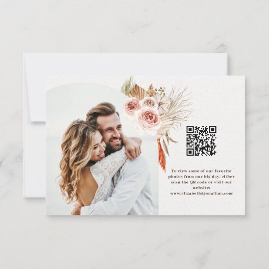 Boho Wüste getrocknete Blume Erdtöne Bogen Dank Dankeskarte (Rückseite)