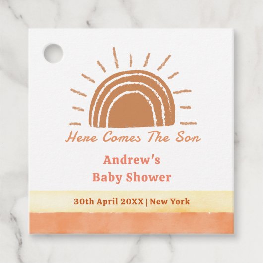 Boho Wüste kommt hier die Son Baby Dusche Geschenkanhänger (Vorderseite)