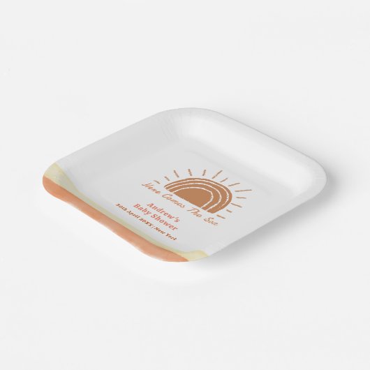 Boho Wüste kommt hier die Son Baby Dusche Pappteller (Gewinkelt)