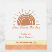 Boho Wüste kommt hier die Son Baby Dusche Weinetikett (Einzelnes Label)