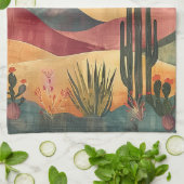 Boho Wüste Landschaft - Südwestliche Natur Geschirrtuch (Gefaltet)