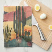 Boho Wüste Landschaft - Südwestliche Natur Geschirrtuch (Viertel Falte)