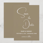Boho Wüste Minimalistisch Rett Datum Handgeschrieb Einladung (Vorne/Hinten)