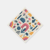 Boho Wüste mit Kaktus und Regenbogen Serviette (Ecke)