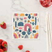 Boho Wüste mit Kaktus und Regenbogen Serviette (Beispiel)