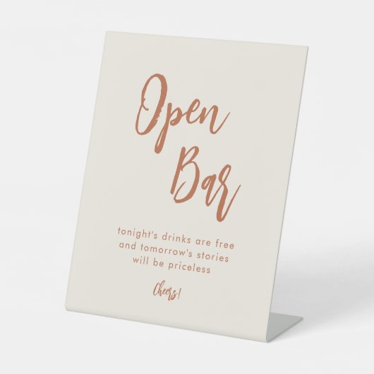 Boho Wüste Wedding Open Bar Table Sign Sockelschild (Vorderseite)