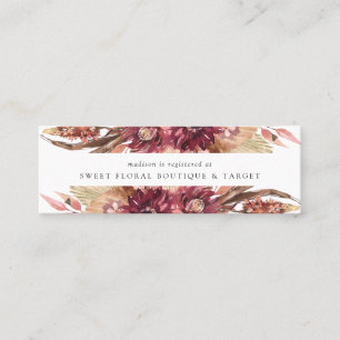 Boho Wüsten-Blumen-Hochzeits-Geschenkeliste-Einleg Mini Visitenkarte
