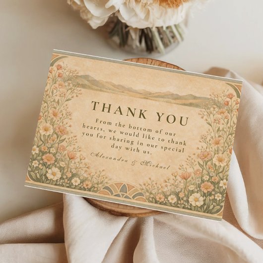 Boho-Wüsten-Botanical-Hochzeit Dankeskarte