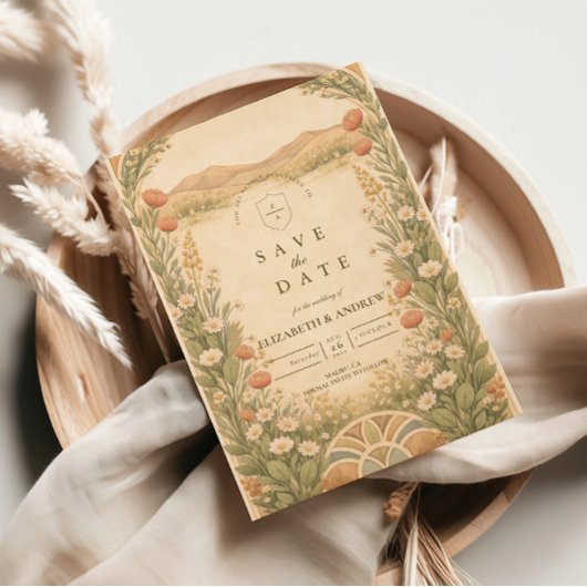 Boho-Wüsten-Botanical-Hochzeit Save The Date
