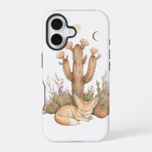 Boho-Wüsten-Fennec-Fuchs schlafend unter Saguaro-K iPhone 16 Hülle