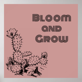 Boho-Wüsten-Kakteen-Wandkunst Rosa Poster