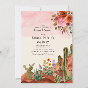 Boho-Wüsten-Mexikanischer-Kaktus-Bohemian-Hochzeit Einladung