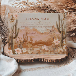 Boho-Wüsten-Sonnenuntergangs-Kaktus-Hochzeit Dankeskarte