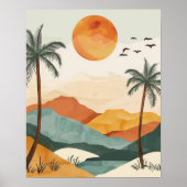 Boho-Wüsten-Sonnenuntergangs-Landschaft-Wandkunst- Poster (Vorne)