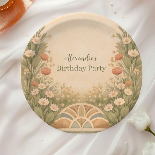 Boho-Wüsten-Wildblumen-Geburtstag Pappteller
