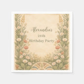 Boho-Wüsten-Wildblumen-Geburtstag Serviette (Vorderseite)