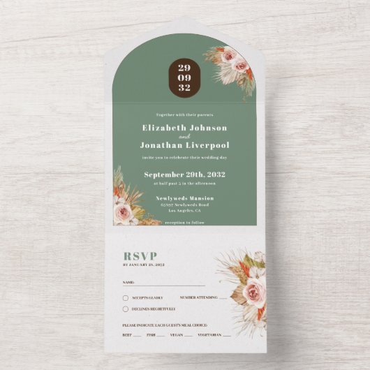 Boho Wüstenargenrahmen All In One Einladung (Innen Boden)