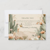 Boho-Wüstenberg-Kaktus-Hochzeit Dankeskarte (Vorderseite)