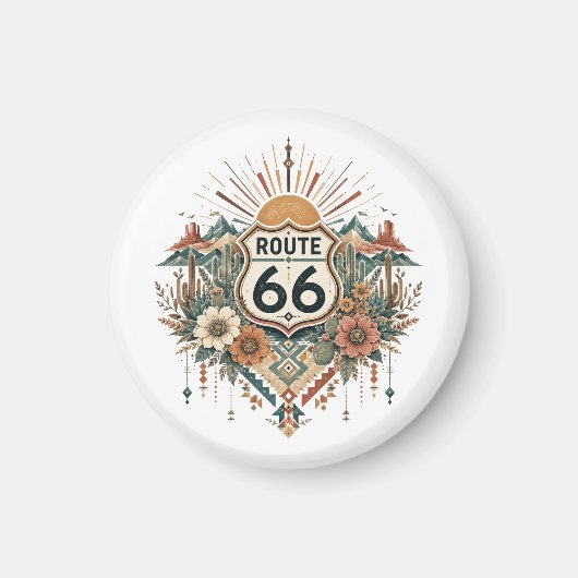 Boho-Wüstenblumen-Route-66-Emblem Magnet (Vorne)