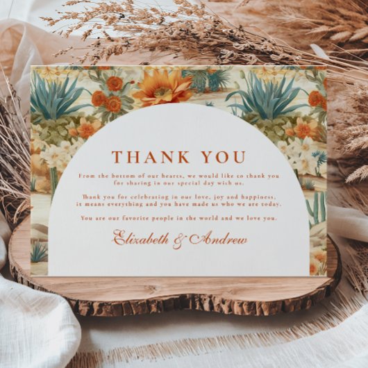 Boho-Wüstenbogen-Hochzeit Dankeskarte