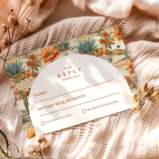 Boho-Wüstenbogen-Hochzeit RSVP Karte