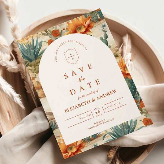 Boho-Wüstenbogen-Hochzeit Save The Date