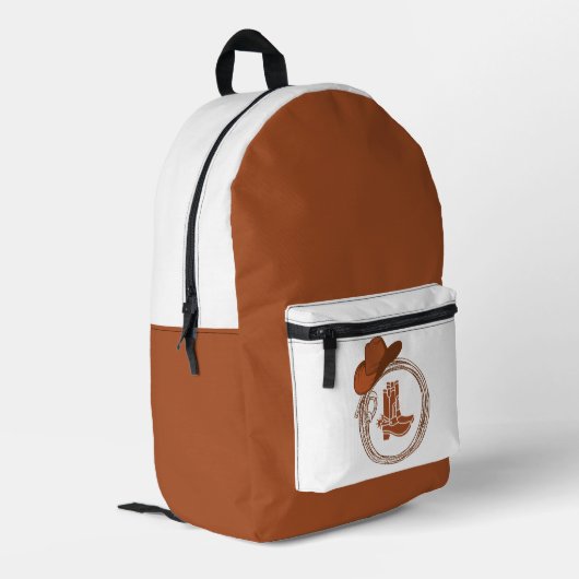 Boho Wüstencowgirl Cowboy Boots Bedruckter Rucksack (Rückseitige Ecke links)