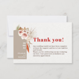 Boho wüstengetrocknete Blume Erdtöne Dankeskarte
