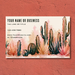 Boho-Wüstenkaktus-Aquarell-Design Visitenkarte
