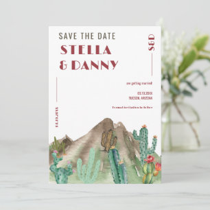 Boho-Wüstenkaktus Arizona Zielhochzeit Save The Date