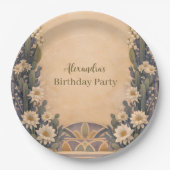 Boho-Wüstenkaktus-Geburtstag Pappteller (Vorderseite)