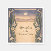 Boho-Wüstenkaktus-Geburtstag Serviette (Vorderseite)