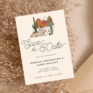 Boho Wüstenkaktus Moderne Schrift Hochzeit Save The Date