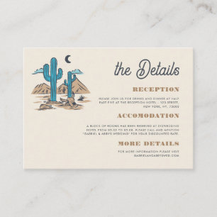 Boho-Wüstenkaktus Retro-Arizona-Hochzeitsdetails Begleitkarte