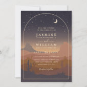 Boho-Wüstenmond-Rustikal-elegante QR-Code-Hochzeit Einladung (Vorderseite)