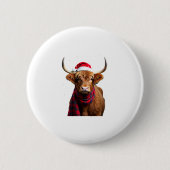 Boho Xmas Christmas Highland Cow T-Shirt (1) Button (Vorderseite)