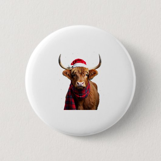 Boho Xmas Christmas Highland Cow T-Shirt (1) Button (Vorderseite)