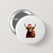 Boho Xmas Christmas Highland Cow T-Shirt (1) Button (Vorne & Hinten)