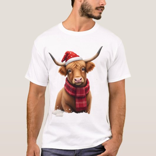 Boho Xmas Christmas Highland Cow T-Shirt (1).png (Vorderseite)