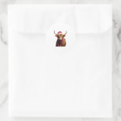 Boho Xmas Christmas Highland Cow T-Shirt (1) Runder Aufkleber (Tasche)