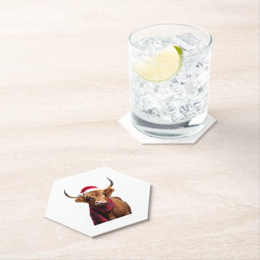 Boho Xmas Christmas Highland Cow T-Shirt (1) Untersetzer (Vor Ort)