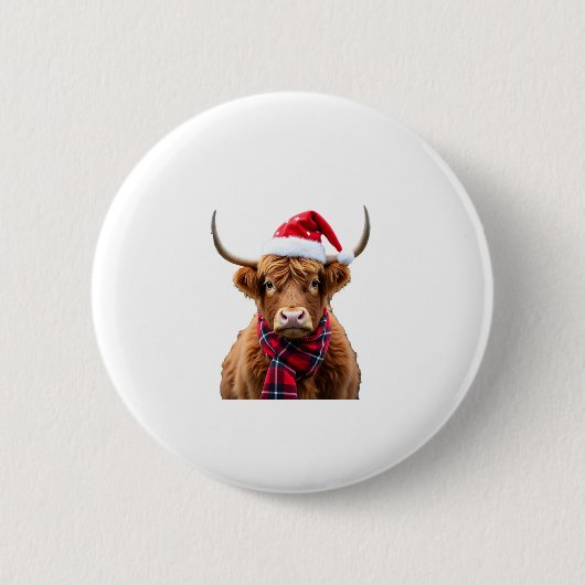 Boho Xmas Christmas Highland Cow T-Shirt (2) Button (Vorderseite)