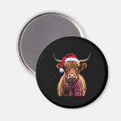 Boho Xmas Christmas Highland Cow T-Shirt (2) Magnet (Vorderseite/Rückseite)