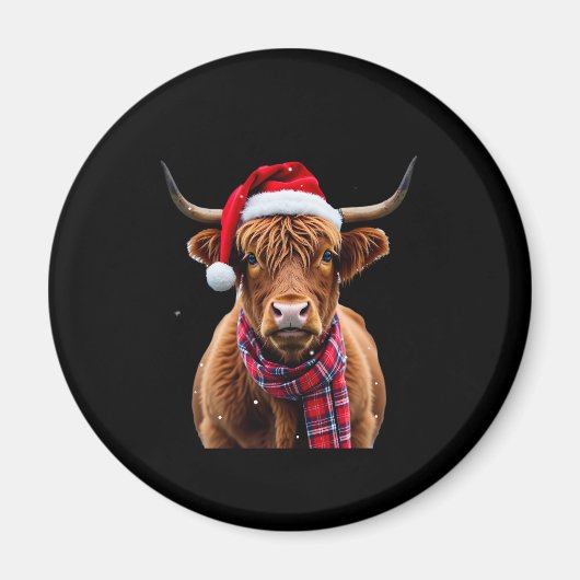 Boho Xmas Christmas Highland Cow T-Shirt (2) Magnet (Vorne)