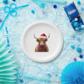 Boho Xmas Christmas Highland Cow T-Shirt (2) Pappteller (Party)