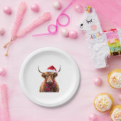 Boho Xmas Christmas Highland Cow T-Shirt (2) Pappteller (Party)